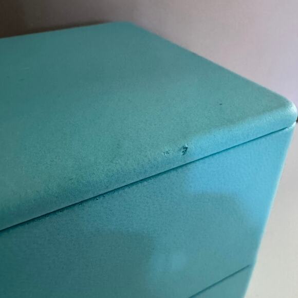 Tiffany & Co Lux Leather Blue Hinged Jewelry Watch Presentation Box Square - Picture 3 of 10